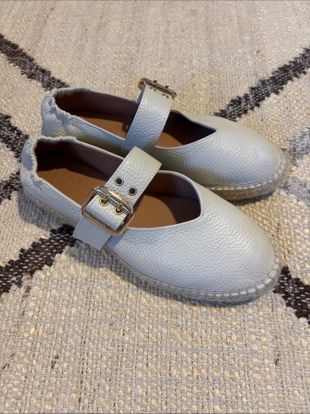 Women’s  Mary Jane Leather Espadrille Shoes in beige